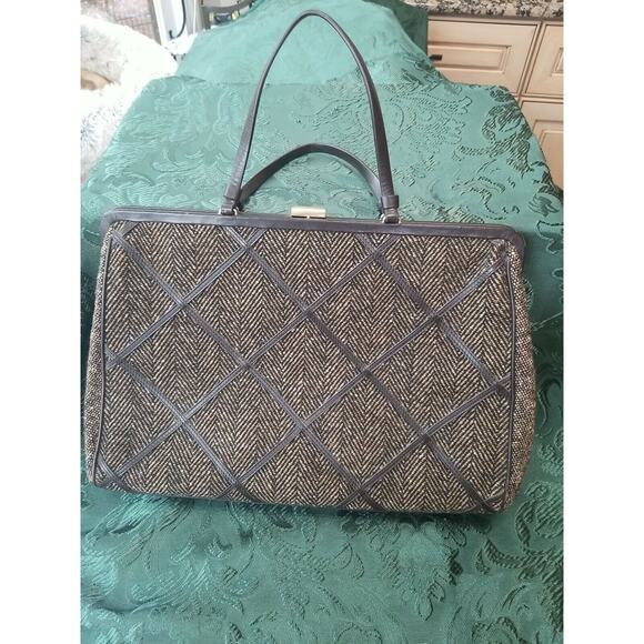 Adrienne Vittadini Brown HERRINGBONE Handbag / Purse - Picture 1 of 12